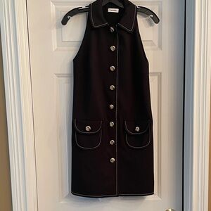Sandro Black Mini Dress with White Piping